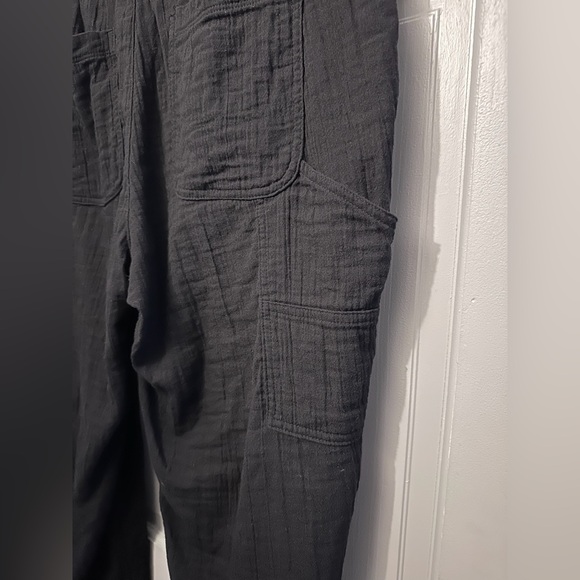 High-Waisted Slouchy Cropped Lightweight Crinkle Gauze/Linen Pants Sz 14 - Picture 4 of 5